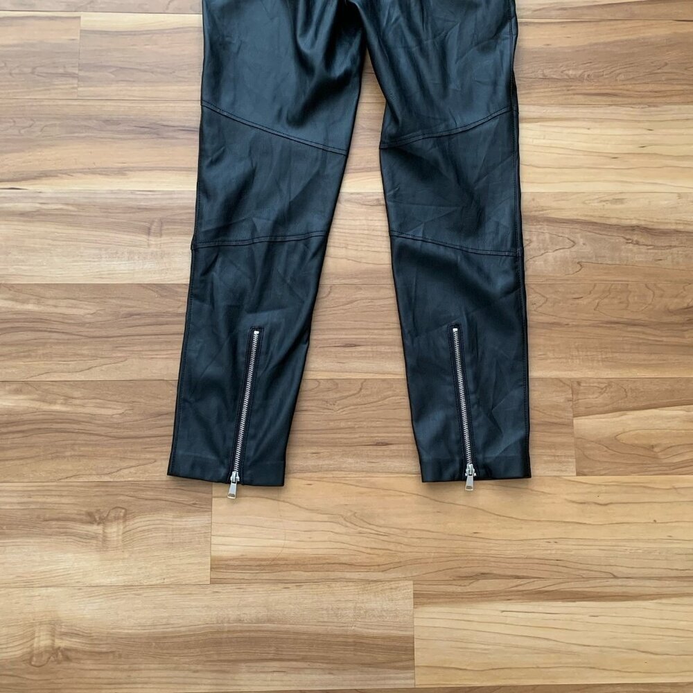 Zara The Biker Faux Leather Ankle Zip Pants Size 4 Pockets - Picture 6 of 10
